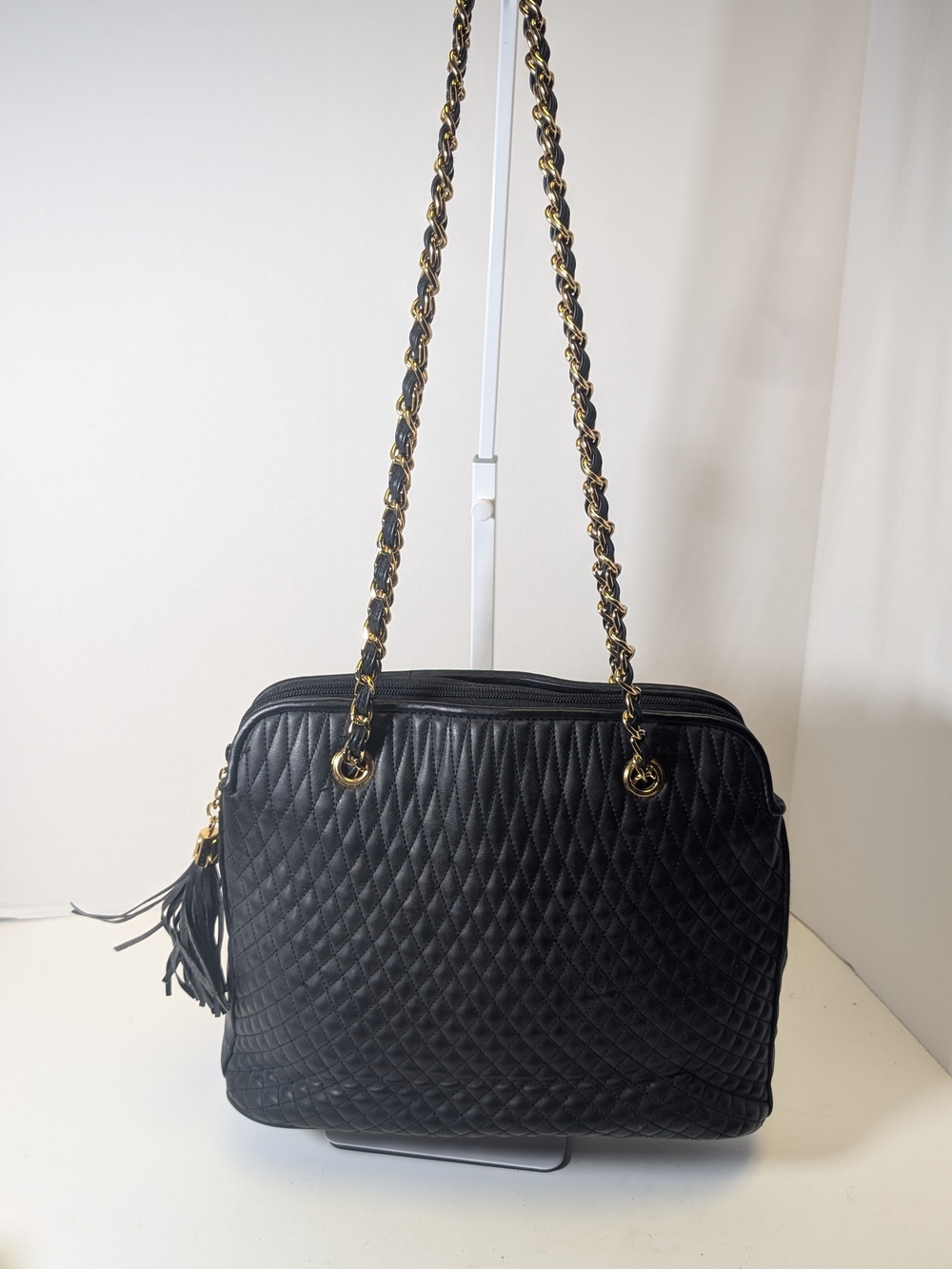 Worthington Black Quilted Shoulder Bag with Gold Chain Strap